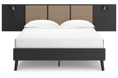 Charlang Queen Panel Platform Bed with 2 Extensions in Two-Tone - EB1198B6