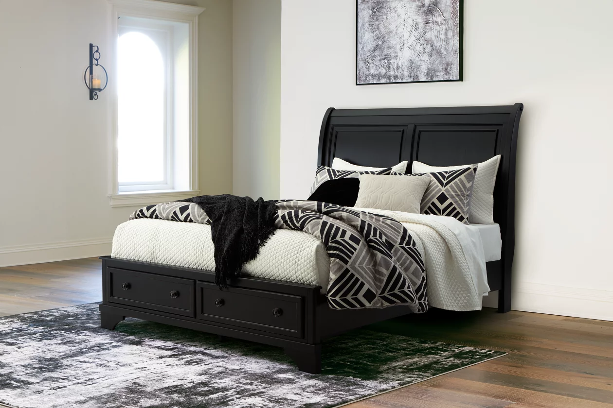 Queen sleigh deals bed with storage