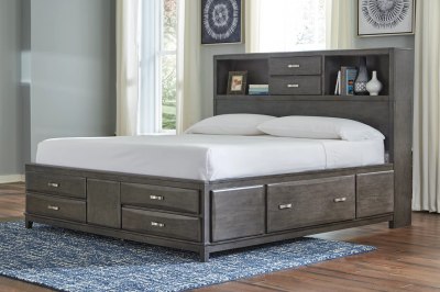 Caitbrook California King Storage Bed with 8 Drawers in Gray - B476B7