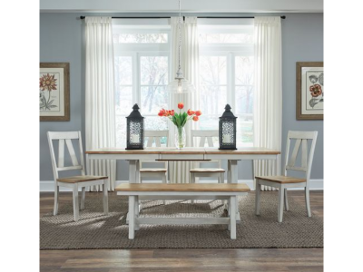 Lindsey Farm 6 Piece Trestle Table Dining Set - 62WH-CD-TRS62WH-C2500S (4)62WH-C9000B