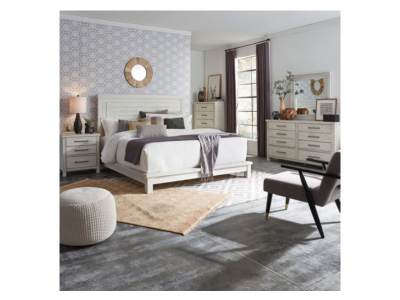 Modern Farmhouse 7 Piece King Platform Bedroom Set - 406W-BR-KPLDMCN