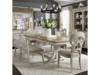 Farmhouse Reimagined 6 Piece Trestle Table Dining Set - 652-DR-6TRS