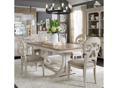 Farmhouse Reimagined 5 Piece Trestle Table Dining Set - 652-DR-5TRS