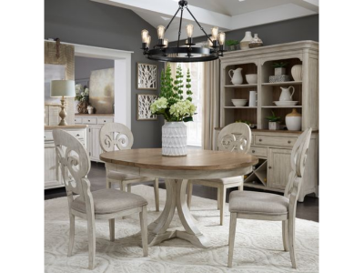 Farmhouse Reimagined 5 Piece Pedestal Table Dining Set - 652-DR-5PDS