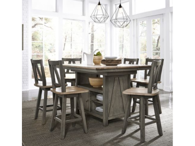 Lindsey Farm 7 Piece Gathering Table Dining Set - 62-CD-7GTS