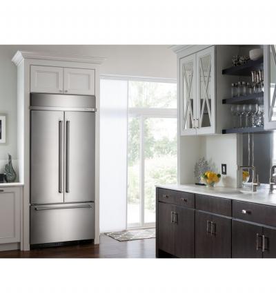 36" KitchenAid 20.8 Cu. Ft. Built In Stainless Steel French Door Refrigerator with Platinum Interior Design - KBFN506EBS