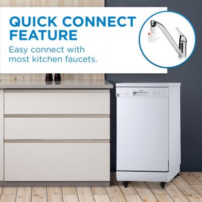 18" Danby Portable Dishwasher with 4 Wash Cycles, Quick Wash in White - DDW1805EWP