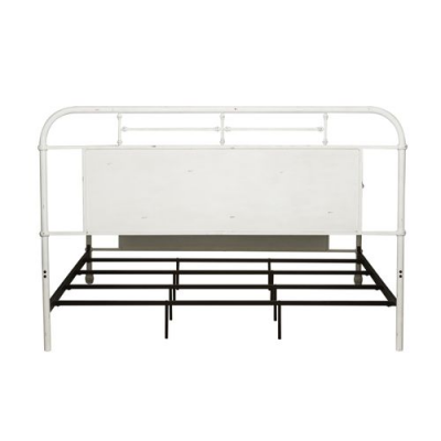 Vintage Queen Metal Bed in Antique White - 179-BR13HFR-AW