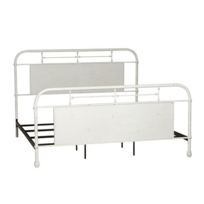 Vintage Queen Metal Bed in Antique White - 179-BR13HFR-AW