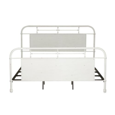 Vintage Queen Metal Bed in Antique White - 179-BR13HFR-AW