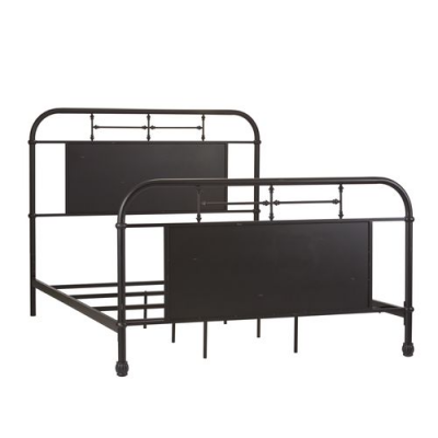 Vintage Queen Metal Bed in Black - 179-BR13HFR-B