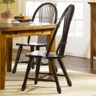 Treasures Sheaf Back Side Chair in Black - 17-C4032