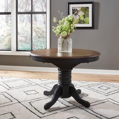 Carolina Crossing Pedestal Table Set in Black - 186B-CD-PED