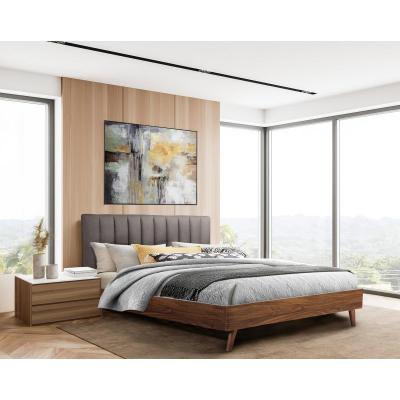 Sasha Collection King Platform Bed with Upholstered Headboard - 5891GYK