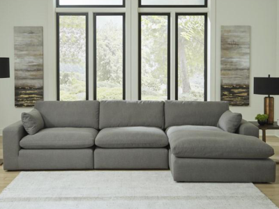 Benchcraft Elyza Fabric 3 Piece Sectional in Smoke - 1000764 / 1000746 / 1000717