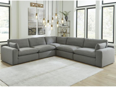 Benchcraft Elyza Fabric 5 Piece Sectional in Smoke - 1000764 / 1000746 / 1000777 / 1000746 / 1000765