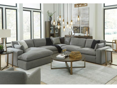 Benchcraft Elyza Fabric 5 Piece Sectional in Smoke - 1000716 / 1000746 / 1000777 / 1000746 / 1000765