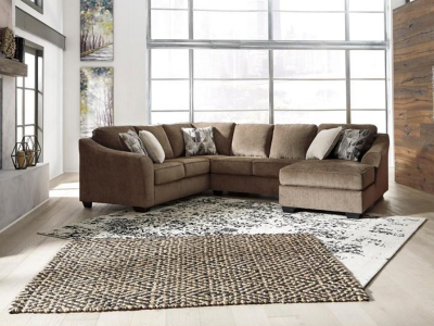 Benchcraft Graftin Fabric 3 Piece Sectional with Chaise in Teak - 9110248 / 9110234 / 9110217