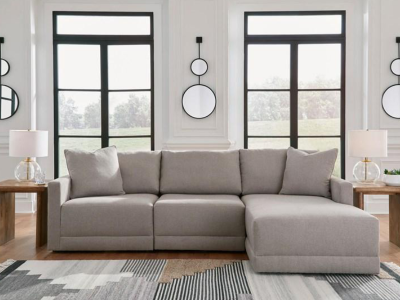 Benchcraft Katany Fabric 3 Piece Sectional with Chaise in Shadow - 2220164 / 2220146 / 2220117