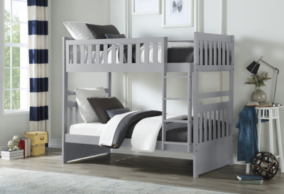 Orion Collection Twin Over Twin Bunk Bed in Gray Finish - B2063-TT-K