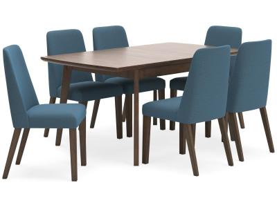 Lyncott 6 Piece Rectangular Dining Set - D615-7PC-BL-K Blue Side Chairs