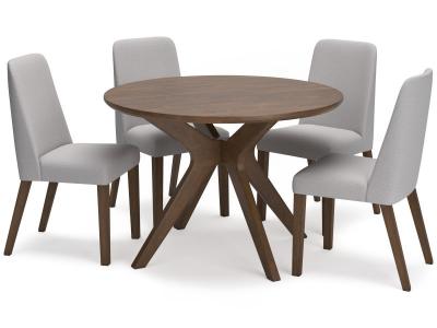 Lyncott 5 Piece Round Dining Set - D615-5PC-LG-K Gray Chairs