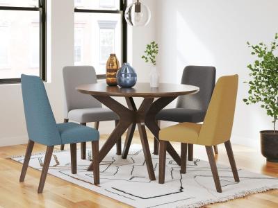 Lyncott 5 Piece Round Dining Set - D615-5PC-LG-K Gray Chairs