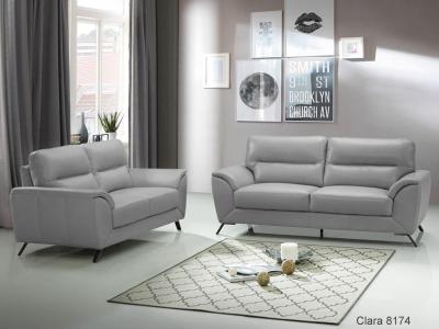 Clara Silver Leather Sofa - CLARA-SOFA-1133