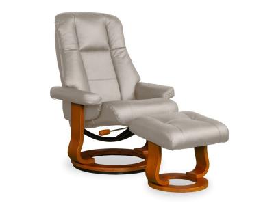 Helsinki Swivel Recliner and Ottoman Set: White Leather - HELSINKI-WHITE-K