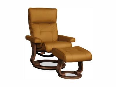 Stockholm Swivel Recliner and Ottoman Set: Mustard Leather - STOCKHOLM-MUSTARD-K