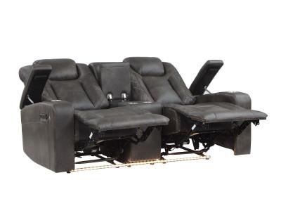 Taylor Power Loveseat with Console and Adjustable Headrests - M-9211BRG-2PWH