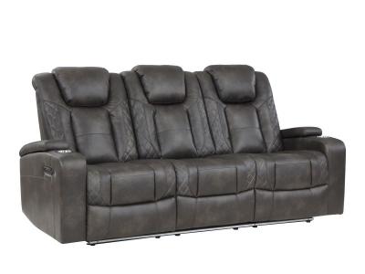 Taylor Power Sofa with Drop-down Table and Adjustable Headrests - M-9211BRG-3PWH