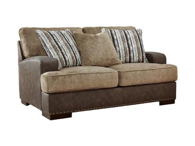 Alesbury Stationary Fabric Loveseat Chocolate - 1870435