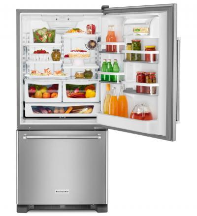 30" KitchenAid 19 Cu. Ft. Full Depth Non Dispense Bottom Mount Refrigerator - KRBR109ESS