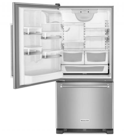 30" KitchenAid 19 Cu. Ft. Full Depth Non Dispense Bottom Mount Refrigerator - KRBL109ESS