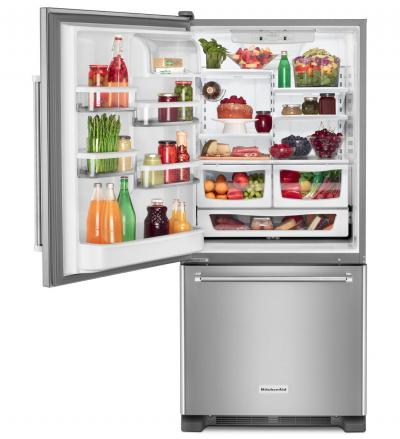 30" KitchenAid 19 Cu. Ft. Full Depth Non Dispense Bottom Mount Refrigerator - KRBL109ESS