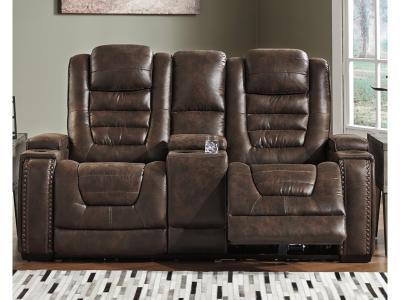 Game Zone PWR REC Loveseat/CON/ADJ HDRST in Bark - 3850118C