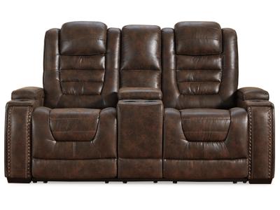 Game Zone PWR REC Loveseat/CON/ADJ HDRST in Bark - 3850118C