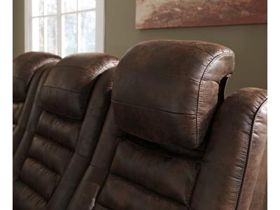 Game Zone PWR REC Loveseat/CON/ADJ HDRST in Bark - 3850118C