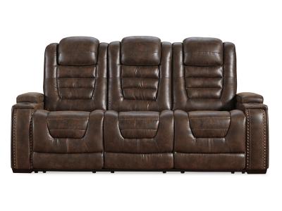 Game Zone PWR REC Sofa with ADJ Headrest in Bark - 3850115C