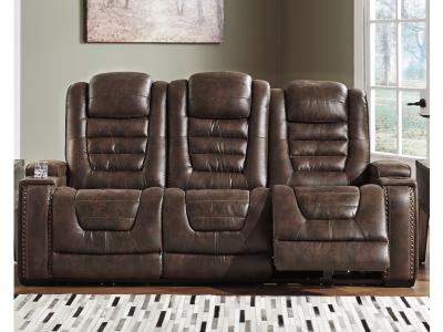 Game Zone PWR REC Sofa with ADJ Headrest in Bark - 3850115C