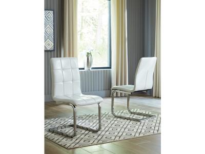 Madanere Dining Side Chair in White/Chrome Finish - D275-02