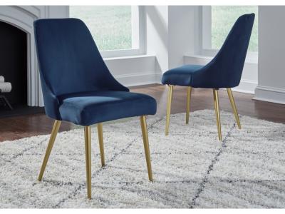 Wynora Dining Side Chair in Blue/Gold Finish - D292-01