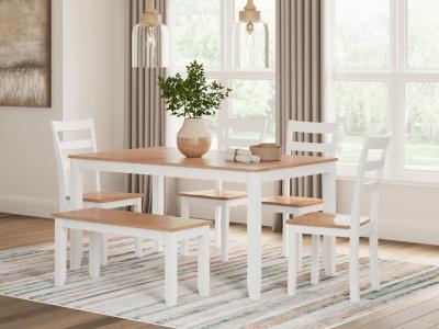 Gesthaven 6 Piece Dining Set in Natural/White - D398-325