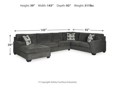 Ballinasloe 3 Piece LAF Sectional in Smoke - 80703S1