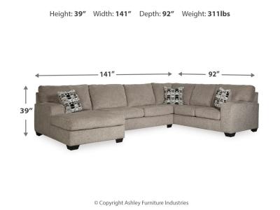 Ballinasloe 3 Piece LAF Sectional in Platinum - 80702S1