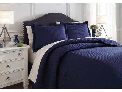 King Coverlet Set/Raleda/Navy Q497003K