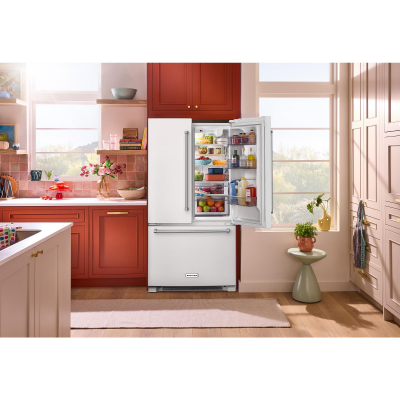 36" KitchenAid 20 Cu. Ft. French Door Bottom Mount Counter Depth Refrigerator - KRFC136RWH