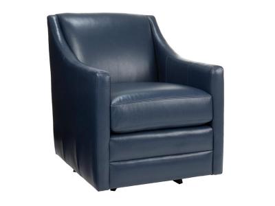 Decor-Rest Swivel Leather Chair in Campania Navy - 3443SC-CN