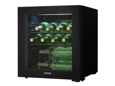 18" Danby 16 Bottle Free-Standing Wine Cooler in Black - DWC018A1BDB